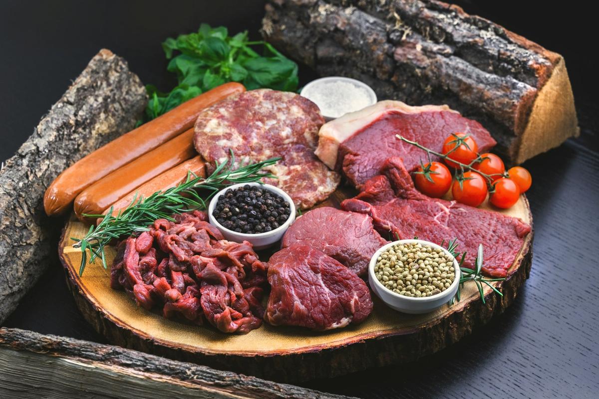 Fresh meat display in a butchery counter
